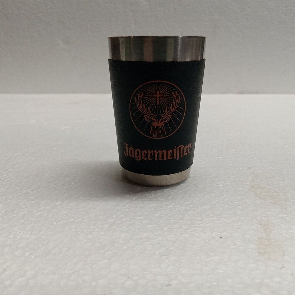 Leather Wrapped Metal JAGERMEISTER Shot Glass Logo & Stag